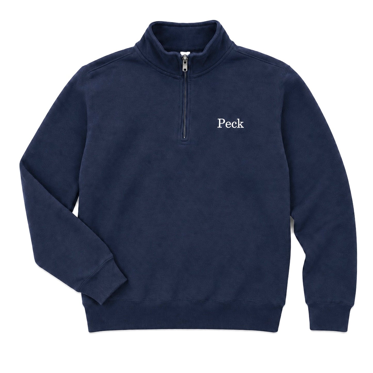 Classic Cotton Quarterzip - Navy & White Embroidery
