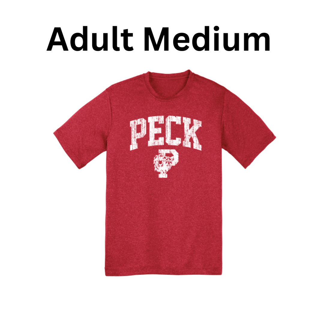 Adult Medium - Red P Lion Heads Heathered Performance T-Shirt