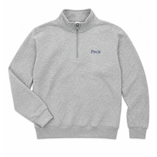 Classic Cotton Quarterzip - Gray & Dark Blue Embroidery