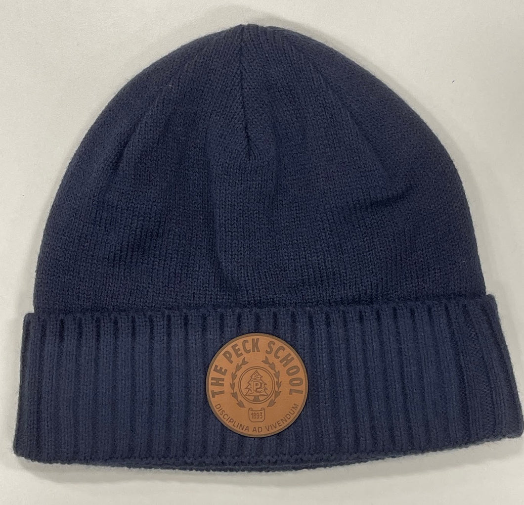 Winter Hat Beanie Leather Patch