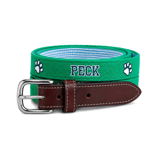 Paw Embroidered Belt - Green