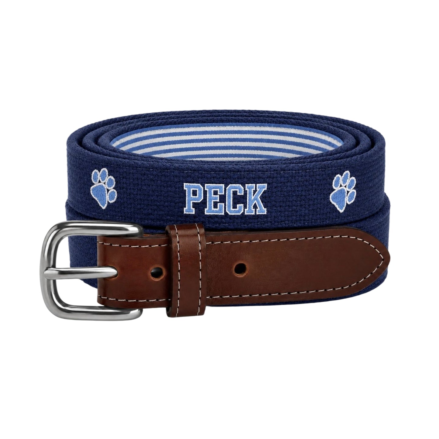 Paw Embroidered Belt - Navy