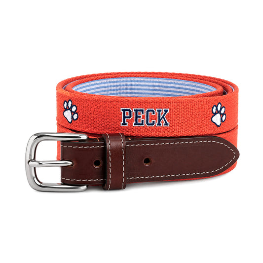 Paw Embroidered Belt - Orange