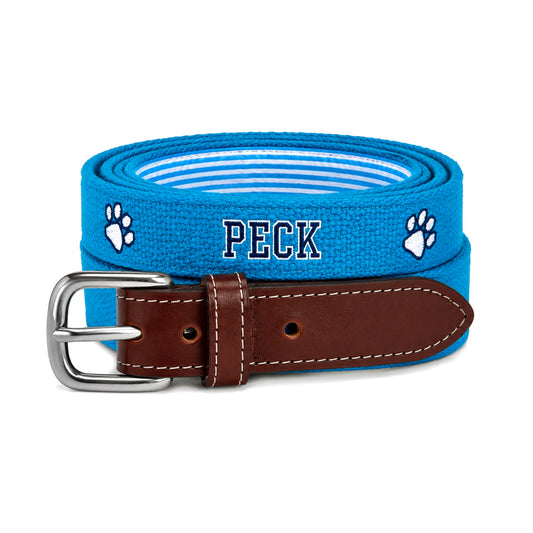 Paw Embroidered Belt - Coastal Blue