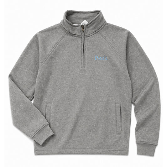 Performance Quarterzip - Gray & Light Blue Embroidery