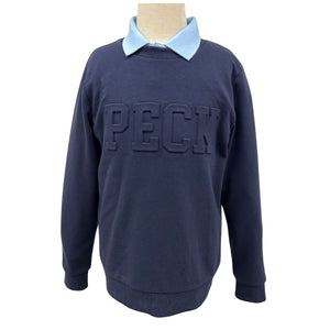 PECK Embossed Navy Crew Sweatshirt