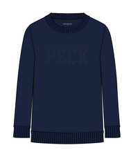 Load image into Gallery viewer, PECK Embossed Navy Crew Sweatshirt