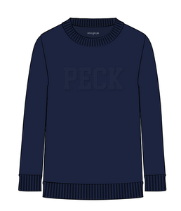 PECK Embossed Navy Crew Sweatshirt